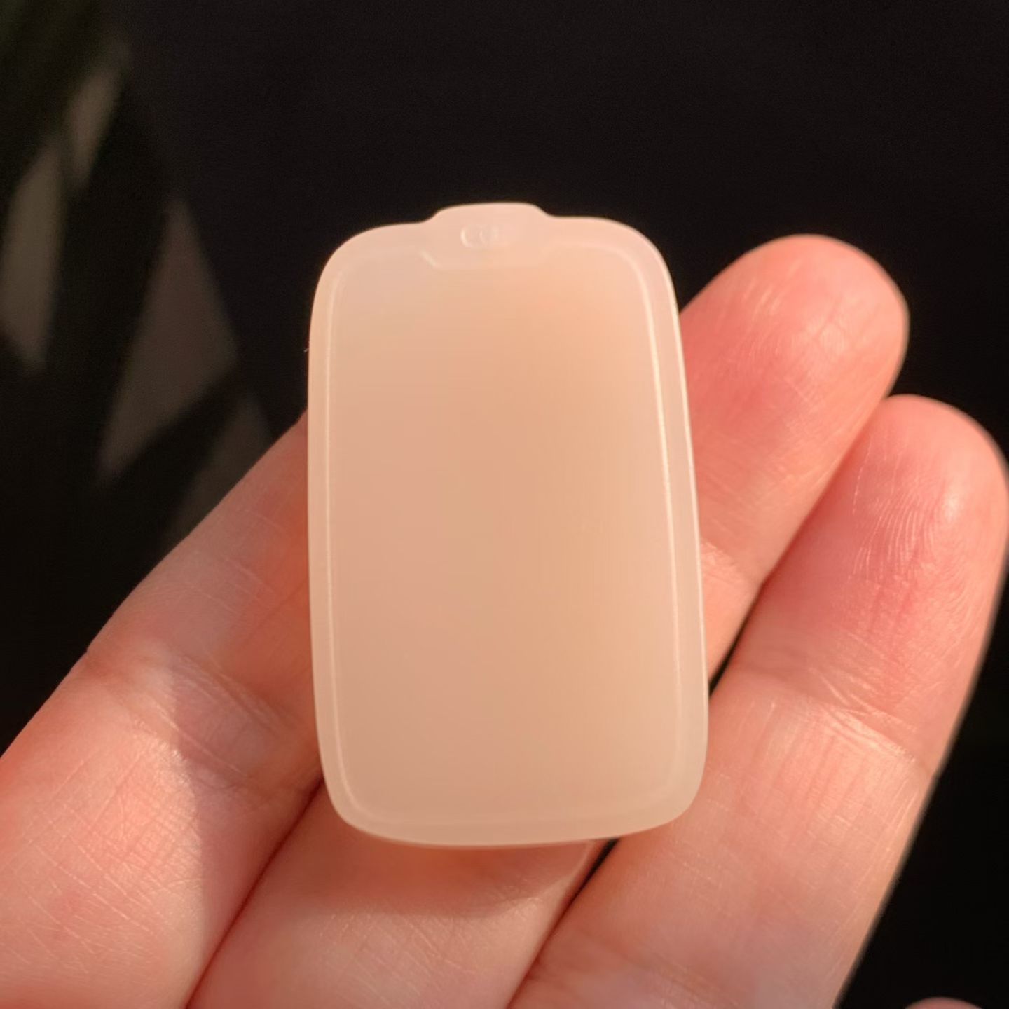 Lotus Pink Nephrite "Ping An Wu Shi Pai" Pendant