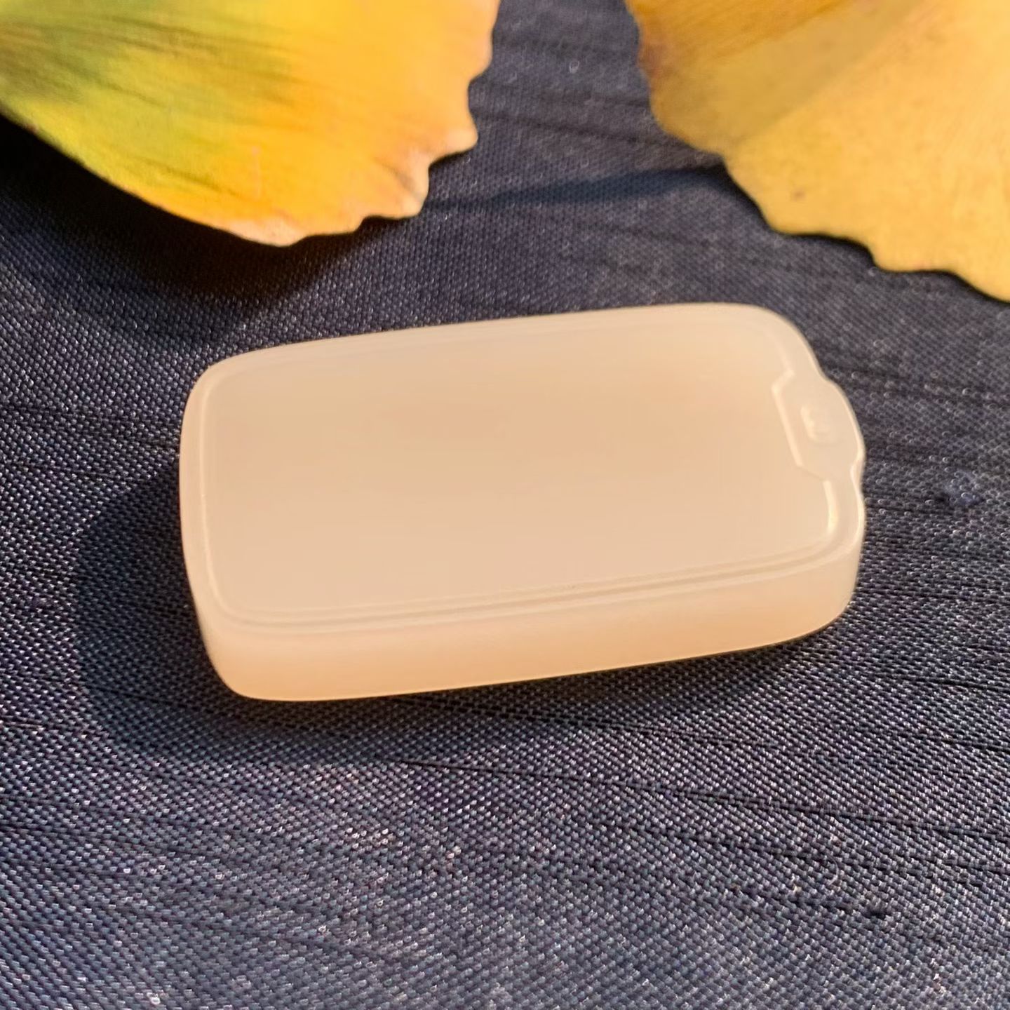 Lotus Pink Nephrite "Ping An Wu Shi Pai" Pendant view 2