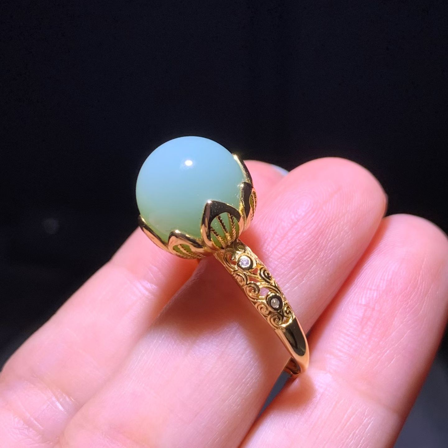 Fenqing Nephrite Bead Ring (12mm）