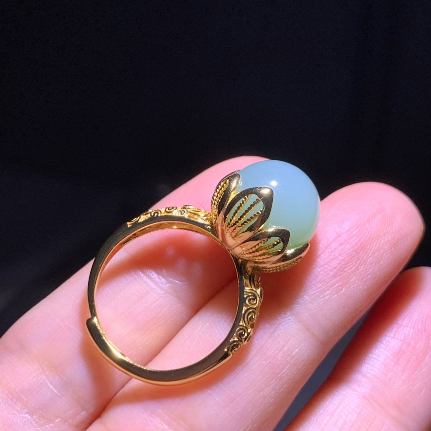 Fenqing Nephrite Bead Ring (12mm） view 3