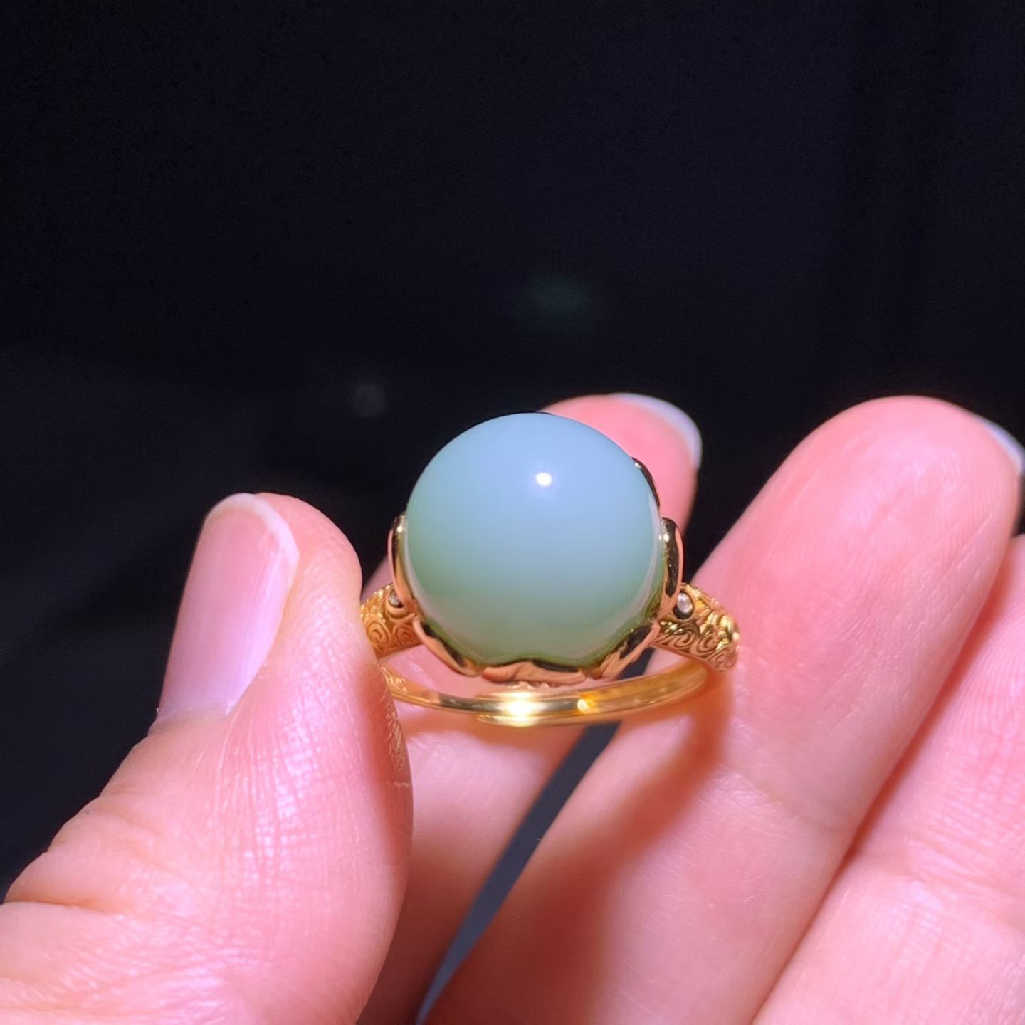 Fenqing Nephrite Bead Ring (12mm） view 4