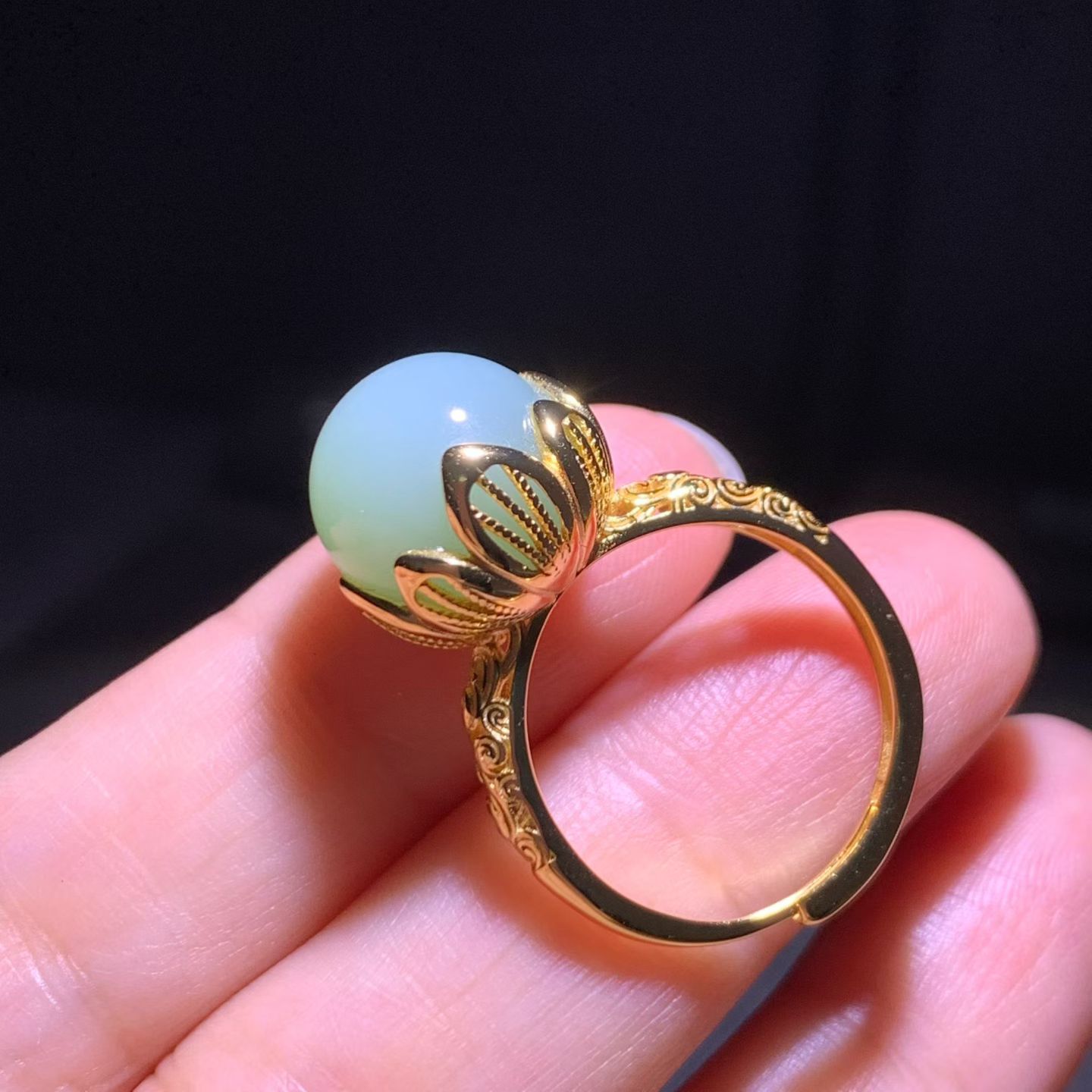 Fenqing Nephrite Bead Ring (12mm） view 5