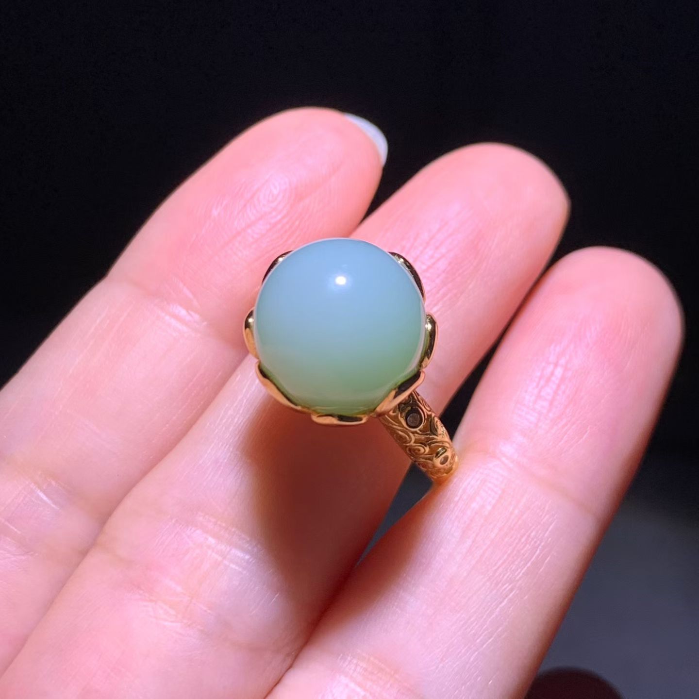 Fenqing Nephrite Bead Ring (12mm） view 6