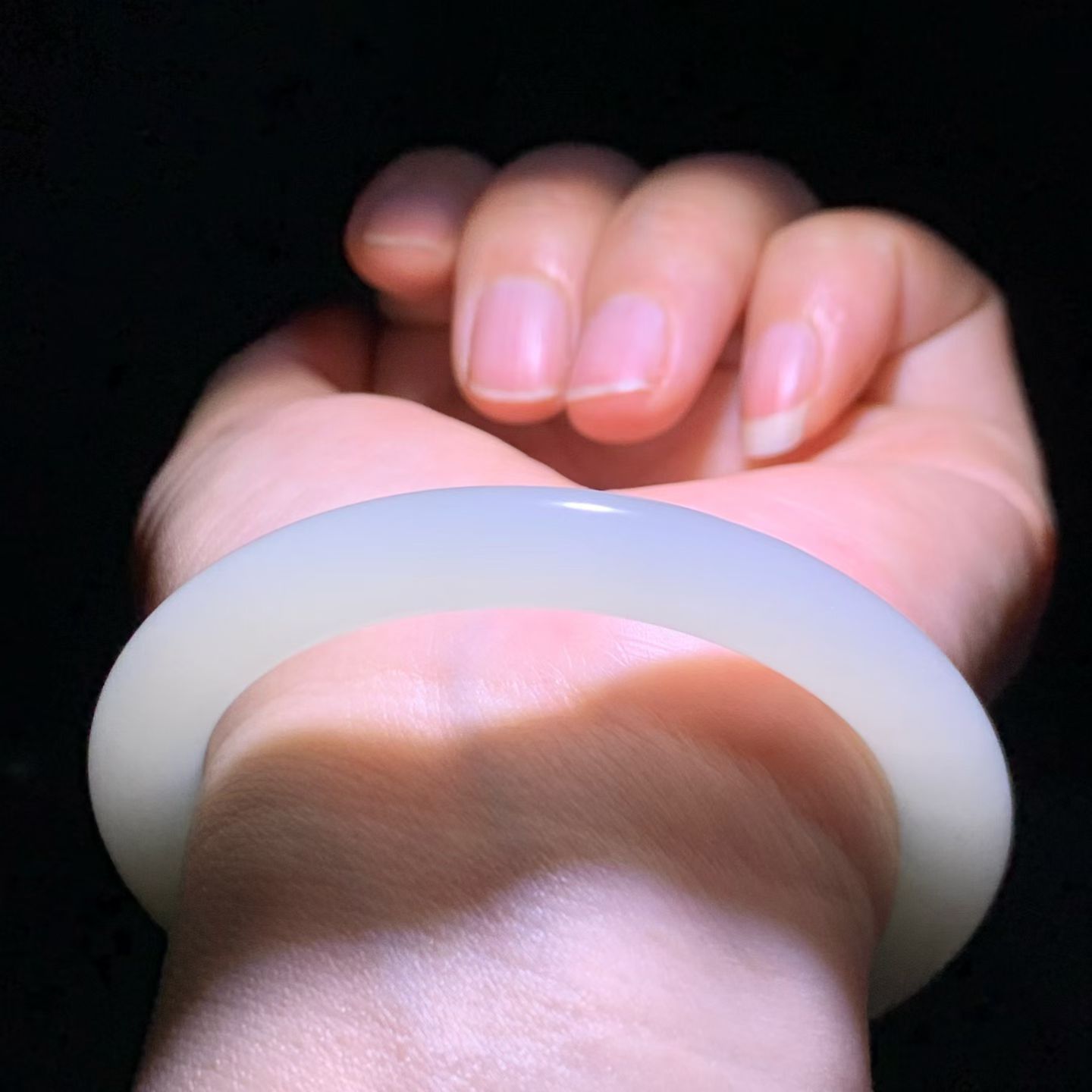 Qinghai White Nephrite Round Bangle (54mm) view 4