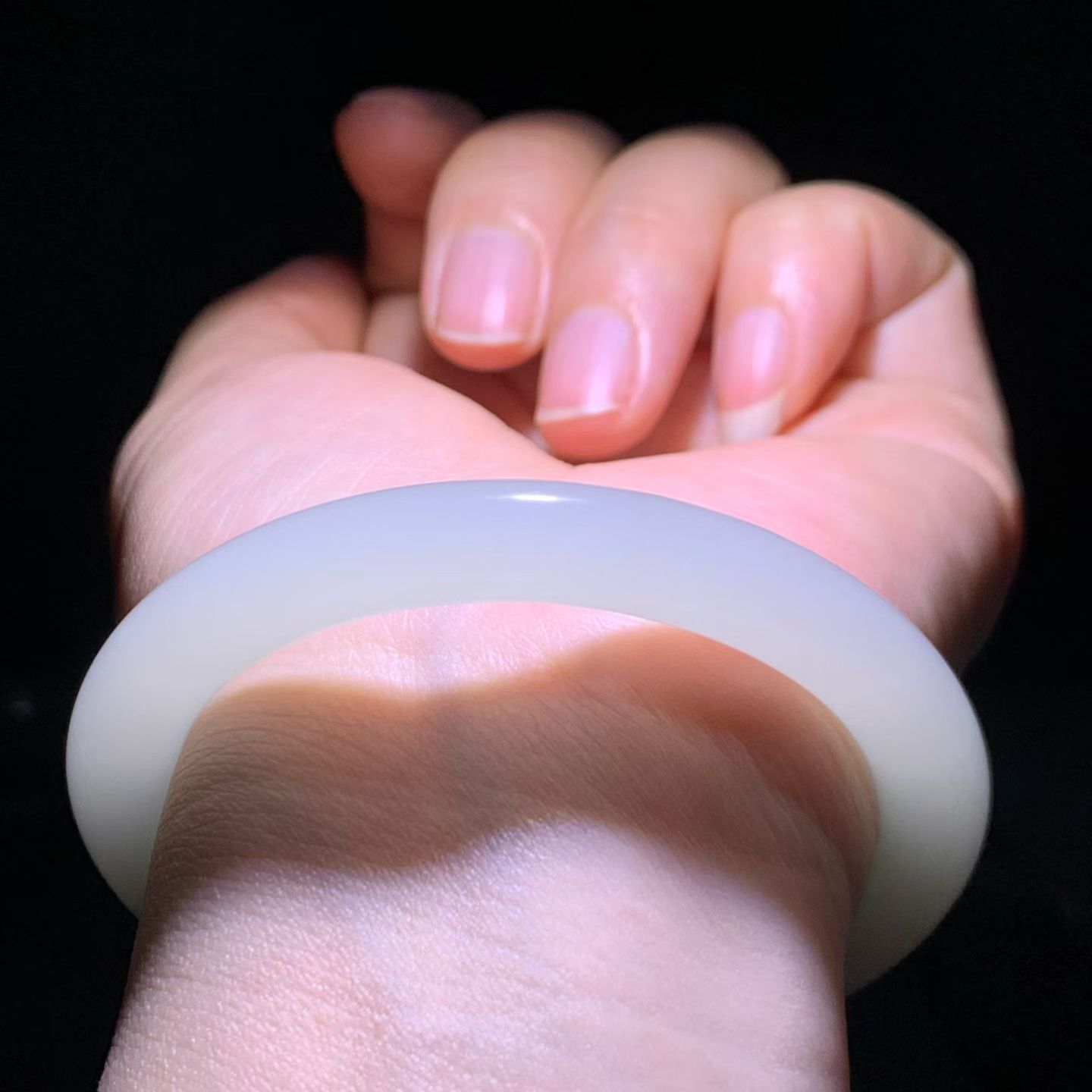 Qinghai White Nephrite Round Bangle (54mm) view 5