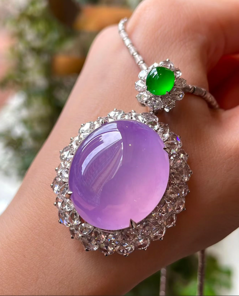 Icy Lavender Jadeite“Pigeon Egg” Pendant