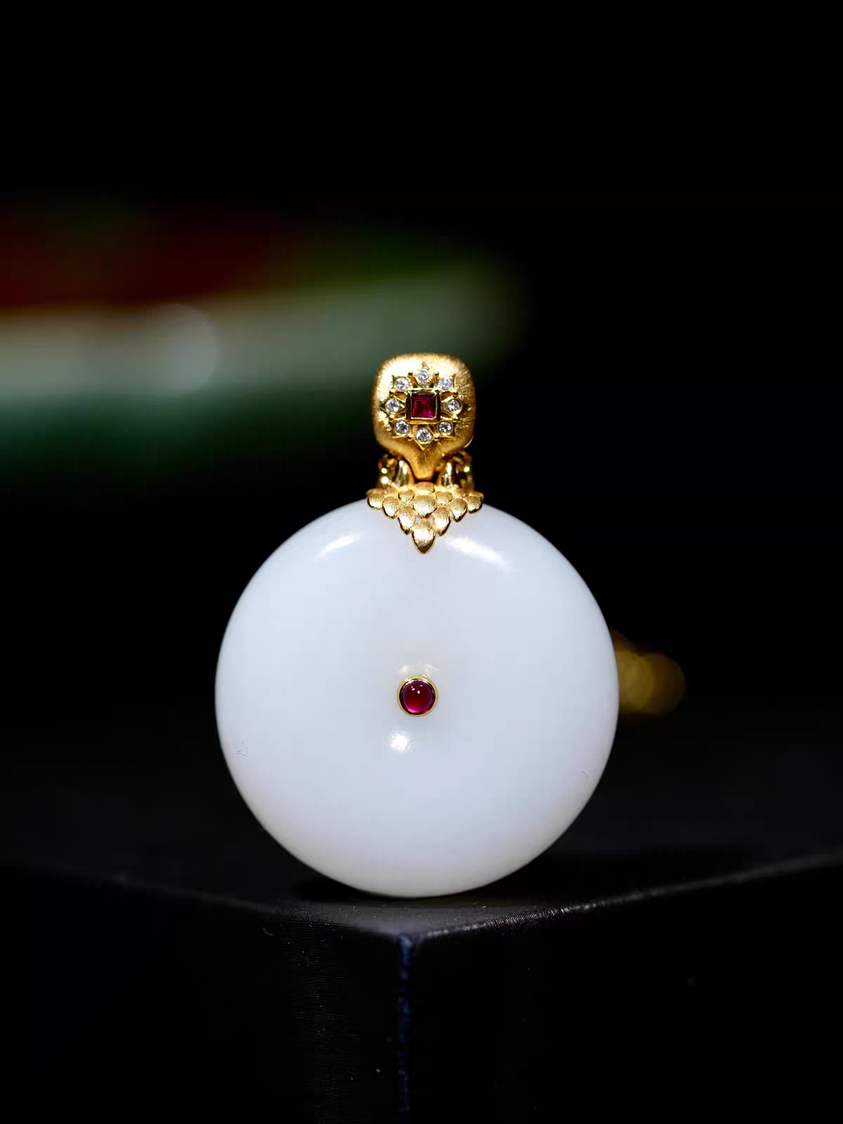 Classic White Nephrite Jade Ping An Kou Pendant